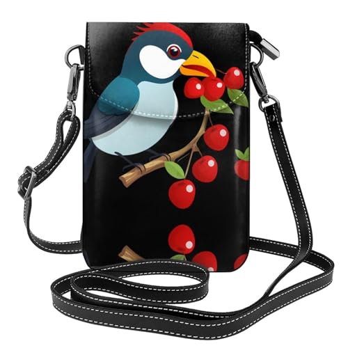 Petit sac bandoulière en cuir noble motif oiseaux de haute précision