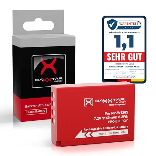 Baxxtar Pro Batería NP-W126s NP-W126 (1140mAh) para FinePix X100V X100VI X-A7 X-A10 X-E3 X-E4 X-H1 X-M5 X-Pro2 X-Pro3 X-S10 X-T3 X-T10 X-T20 X-T30 X-T30 II X-T50 X-T100 X-T200 y demás