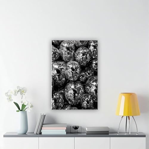 Poster toile boule disco noir et blanc tableau mural de 40 x 60 cm