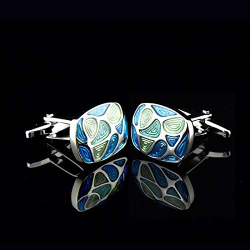 Set de Mancuernas Ovaladas de Esmalte Plata para Hombre miniatura 4