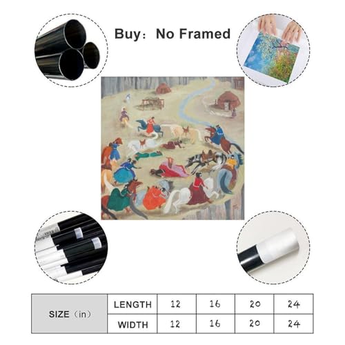 Impression giclée Course relais Dorothy Brett | Toile vintage 71x71 cm