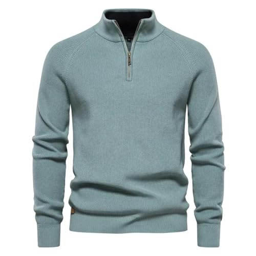 Wjnvfioo Men's Sweater Half High Neck Zipper Solid Slim Fit Long Sleeve Pullover Casual Business Knitted Pullover Sweater2