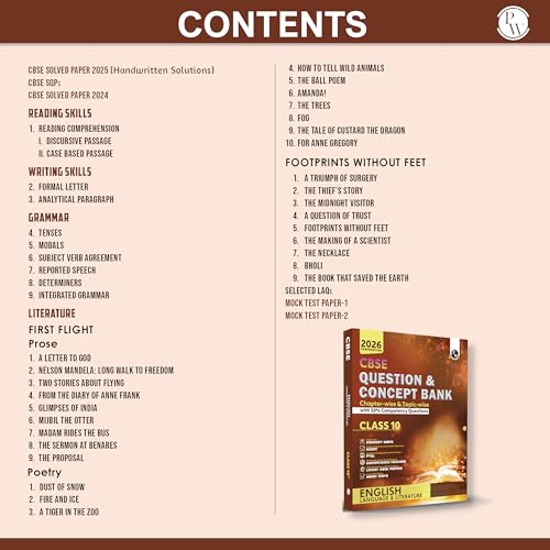 PW CBSE Question & Concept Bank (QCB) Class 10 English Language & Literature Chapter-wise and Topic-wise Solved Questions For 2026 Exams with 50% Competency Based Question [Paperback] PW