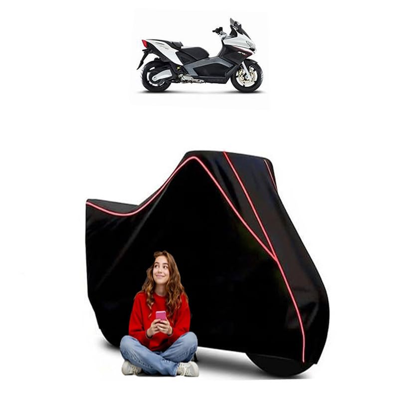 Image of SRV Scooty Bike Cover Water Resistant Outdoor Use Universal Fit Scooters Motorcycles Heavy Duty UV Protection Dust Rain Scratch Resistant Elastic Bottom Black Blue Piping