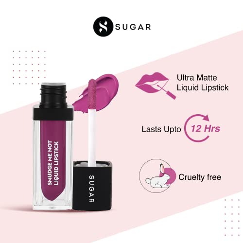 Image of SUGAR Cosmetics Smudge Me Not Liquid Lipsticks for Women | Transferproof & Waterproof | Lasts 12+ Hours | Matte Lipstick | 4.5ml - 48 Violet Bullet (Violet Red)