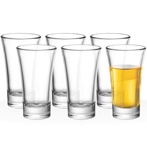 Sicignano | Set Bicchierini Shot Cicchetto Liquore Irlandese in Vetro, 3.4 Cl, Ø4,5x7h cm, Lavabile in Lavastoviglie, Microonde e Freezer (6 Bicchieri)
