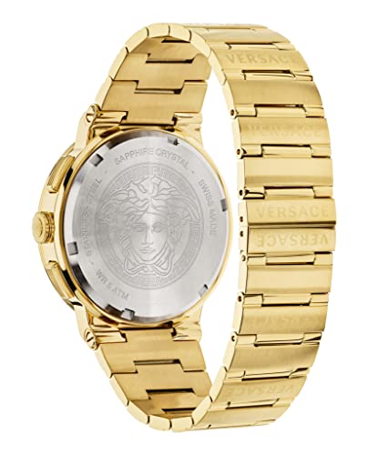 Versace Greca Logo Chrono Collection Luxury Mens Watch Timepieces with a Gold Bracelet Featuring a IP Yellow Gold Case and a Black Dial3