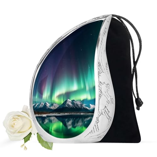 Yatskia Aurora Borealis Cremation Urns for Human Ashes Adult Men and Women, Large Memorial Urn for Ashes Adult, (Teardrop Urn Large, 10 Inch)