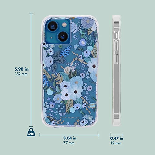 Image of Rifle Paper Co. iPhone 13 Case for Women [10ft Drop Protection] [Wireless Charging] Floral Print Phone Case for iPhone 13, Slim iPhone Case, Anti Scratch, Shock Absorbing Materials - Garden Party Blue