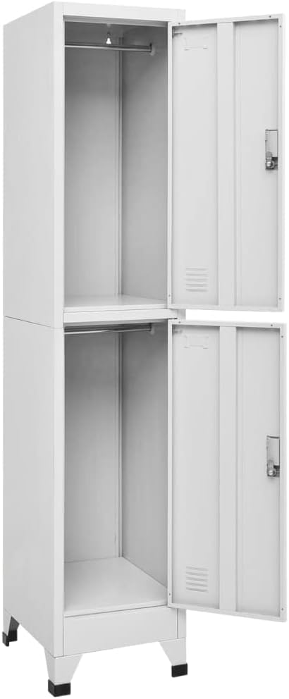 Large Rectangular Locker Cabinet for Office and Utility Room Storage, Industrial Grey Steel Locker Cabinet with Secure Lock