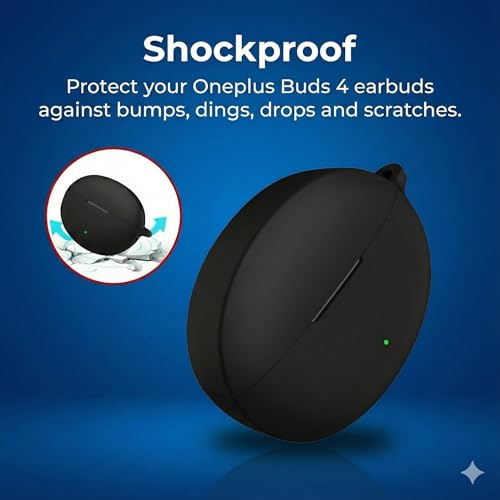 Image of iTronix Earphone Case ONLY Suitable for OnePlus Buds 4, Soft Silicone Skin Case Cover Shock-Absorbing Protective Case with Carabiner