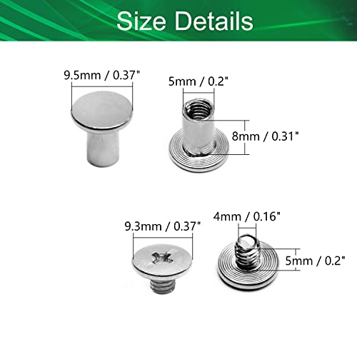 Yinpecly M5X8Mm Phillips Binding Screw Post Belt Buckle Binding Bolts Carbon Steel Cross Head Chicago Screws Leather Fastener For Photo Albums Scrapbook Silver Tone 10Pcs #TOP1