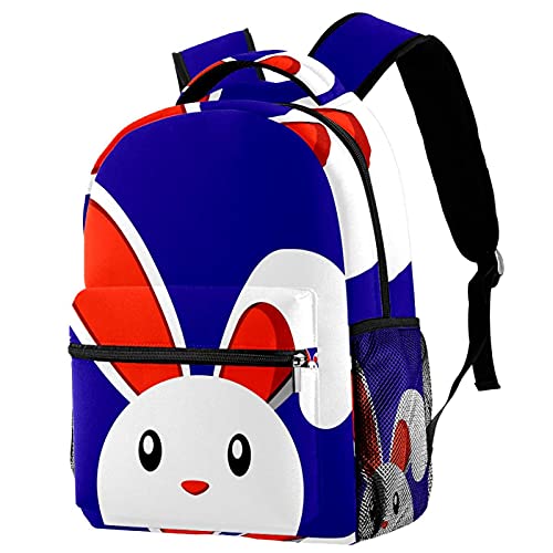 Sac à dos de voyage lapin bleu pour enfant avec porte-bouteille intégré