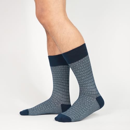 Men's Dress Socks - Premium Bamboo Fiber Patterned Socks, Business Casual, 5-Pair Crew Socks4