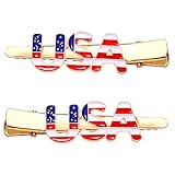 NVENF American Flag Hair Clips 4th of July Patriotic Hairpins for Women Rhinestone USA Hair Barrettes (UAS 1)