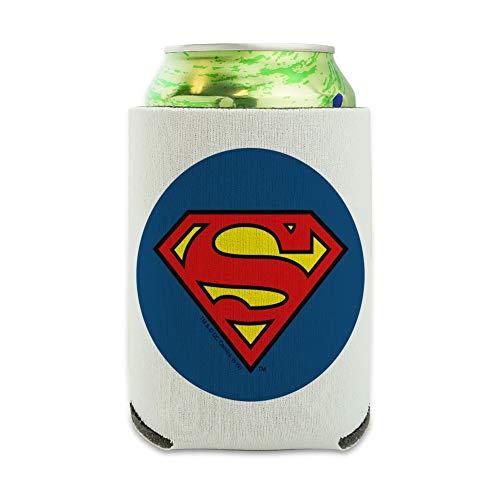 Superman Classic S Shield Logo Can Cooler - Drink Sleeve Hugger Collapsible Insulator - Beverage Insulated Holder