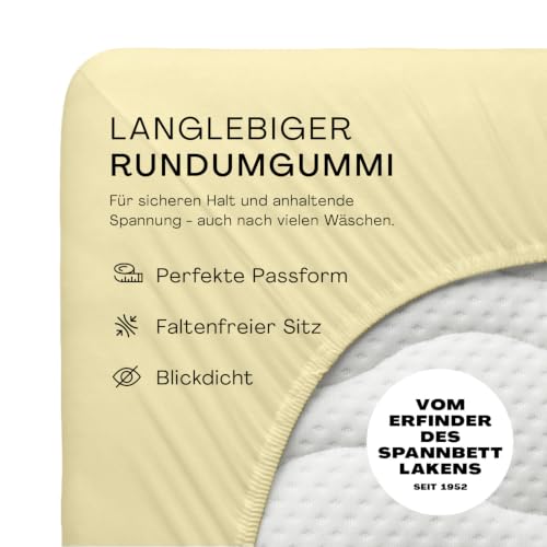 schlafgut Premium Spannbettlaken 180x200 cm Bio-Baumwolle, Yellow Mid – Ansicht 3