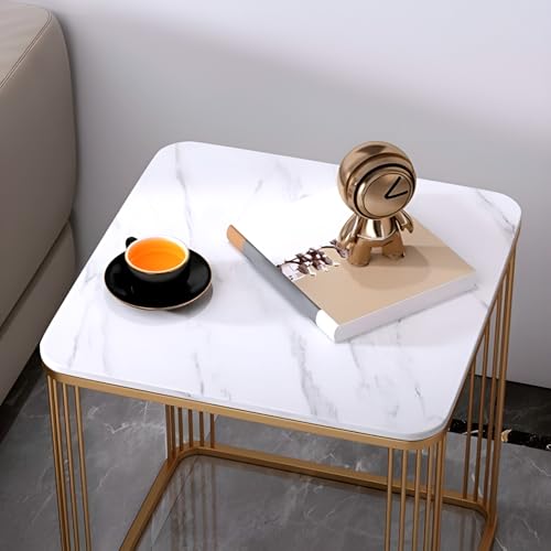 Image of Square Coffee Table and End Table for Living Room, Bedroo Coffee Table Balcony Garden, etc with Open Storage, Engineered Wood Surface Top (Golden-)