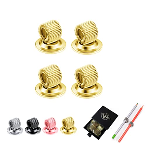 Pen Holders Rotable Self Adhesive Pen Holder Single Hole Pen Adjustable Spring Loop Clip Holder For Netbook Refrigerator Clipboard Office Accessories Supplies (Light Gold)