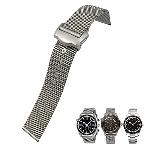 316L Stainless Steel Watchbands 20mm Watch Band for 007 300 Siver Metal Woven Watch Strap