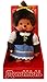 Sekiguchi 242047 - Original Monchhichi Bayrisches Mädchen, Plüsch-Figur mit Trachtenkleid und Zopf mit Schleife, ca. 20 cm großes Kuscheltier aus braunem Plüsch