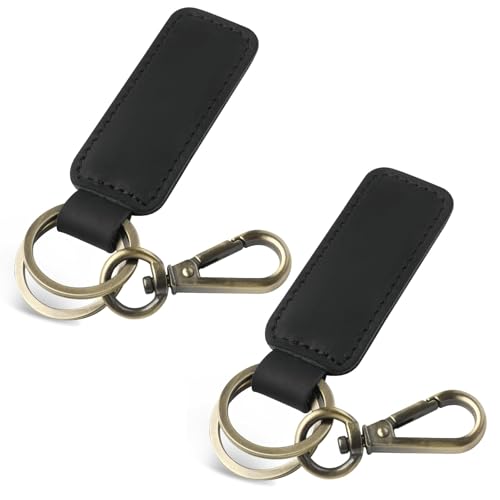 Image of Jack&Chris Genuine Leather Car Keychain, Universal Key Fob Keychain, Leather Key Chain Holder for Men and Women, JC306