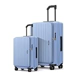 ROAMING Luggage Sets Hard shell Suitcase Top Opening Expandable with Wheels, Sturdy Large Suitcase Tsa Lock 20 Inch Carry on 28 Inch Checked Luggage, 2-Piece Set (20/28) for Travel Woman Men. Blue