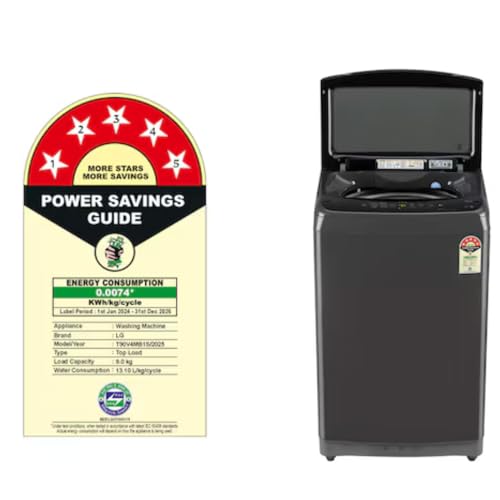 Image of LG 9 Kg 5 Star Fully Automatic Top Load Washing Machine with In-Built Heater & Wi-Fi (T90V4MB1S, Middle Black, Smart Inverter Motor)