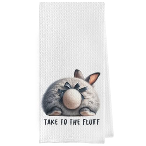 Geqtt Coquette Bunny - Divertidos regalos de Pascua, paños de cocina decorativos de punto gofre, paños de cocina de mano de conejo, regalos de Pascua (16 x 24 pulgadas)
