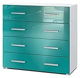 Apertura: La credenza moderna è dotata di discrete maniglie d'argento. I cassetti del mobile scorrono quasi silenziosamente su guide metalliche telescopiche, rendendoli molto maneggevoli.