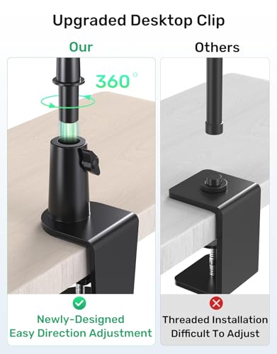 Image of 19 inch Flexible Gooseneck Mic Stand with Desk Clamp【Heavy Duty】 & with 2 Mic Holders, 1 /4 inch & 3 /8 inch Adapters,for Gaming, Live Streaming, Podcast, Conference, and Podium