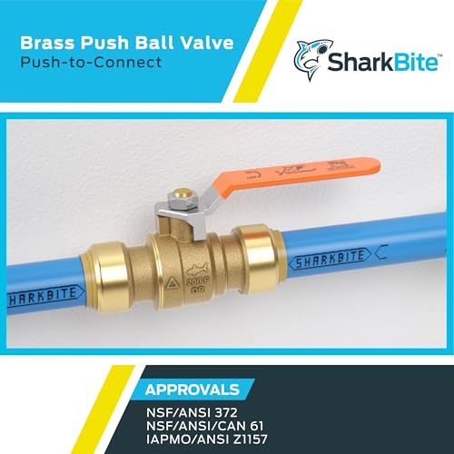 Image of SharkBite 1 /2 Inch Ball Valve, Pack of 4, Push to Connect Brass Plumbing Fitting, Water Shut Off, PEX Pipe, Copper, CPVC, PE-RT, HDPE, 22222LFJ3