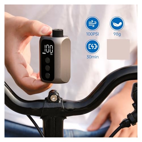 Mini inflador de neumáticos portátil de 100 PSI con pantalla digital para bicicletas 8