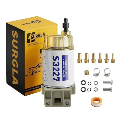 S3227 Fuel Filter Water Separator Assembly for Mercury Marine Outboards Replaces 320R 490R-RAC-01 18-7948 9-37882 18-7922 18-7922-1 - Includes Screws Fittings & Clamps