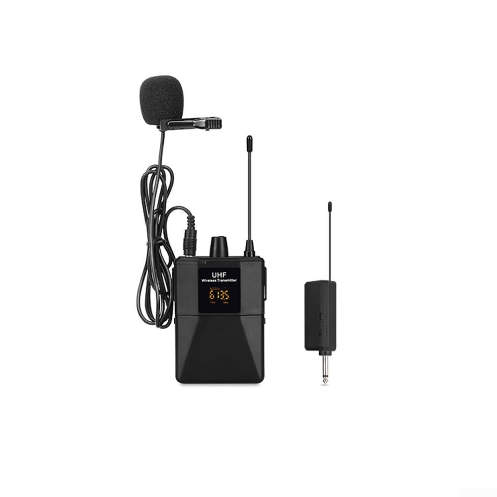 UHF - Kit di sistemi microfonici wireless con 16 canali di accoppiamento casuale ID e blocco della frequenza per una trasmissione audio wireless chiara e stabile (da 1 a trascinare 2)