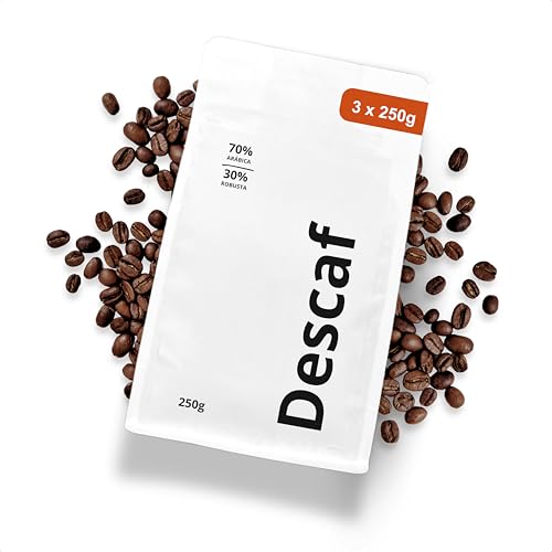 COFYPAK®- Café en grano DESCAFEINADO 70% Arábica/30% Robusta - 3 x 250g - Café Natural - Tostado en España