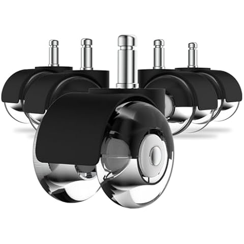 Office Chair Casters Wheels(Set of 5) - 2 inch Heavy Duty Mute Desk Chair Wheels Replacement 2200Lbs- Office Chair Wheels for Hardwood Floors- Universal Fit Wheels for Office Chair Cover