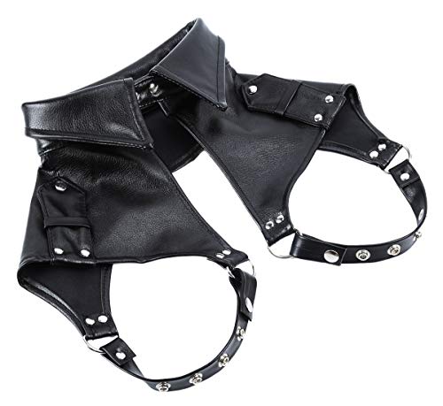 Men's Faux Leather Body Chest Half Harness Armour Epaulet Shoulders Adjustable Buckle Straps Clubwear Costume3