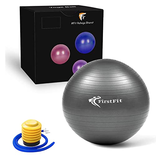 Image of FirstFit Extra Exercise Thick Yoga Ball, Fitness and Stability Ball to Improve Posture, Balance, Yoga, Pilates, Core, Fitness Exercise Training Balance Yoga Class Core (65CM,Black)