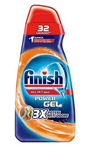 Finish Powergel Gel Nettoyant pour lave-vaisselle Liquide, Multiaction, Anti-odeurs 32 lavages