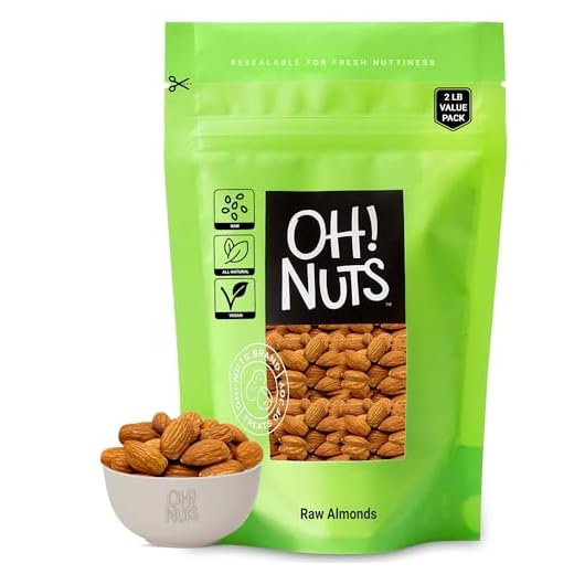 Almonds Large Whole Raw and Unsalted - Great Healthy Premium Almonds Snack - Oh! Nuts (2 LB Bag)