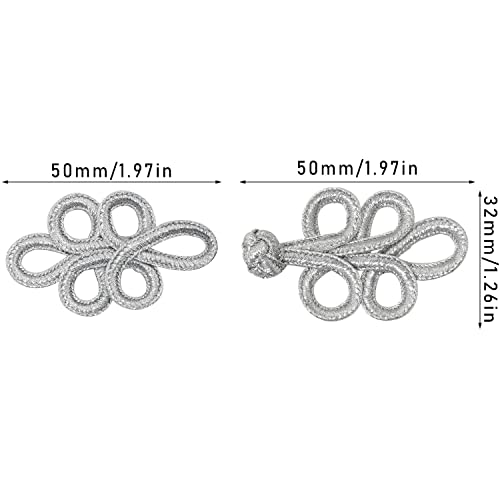 Luorng 12Pairs Chinese Knots Frog Buttons Closure Sewing Fasteners For Costumes Outfit Sewing Sweater Cloak Coats Scarf Cardigan, Silver #TOP2