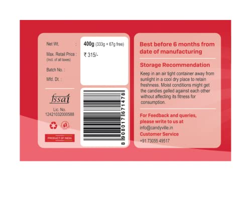 Image of CandyVille Frootfab Strawberry Candy Jar (400 Gram) | Fruit Flavoured Candy