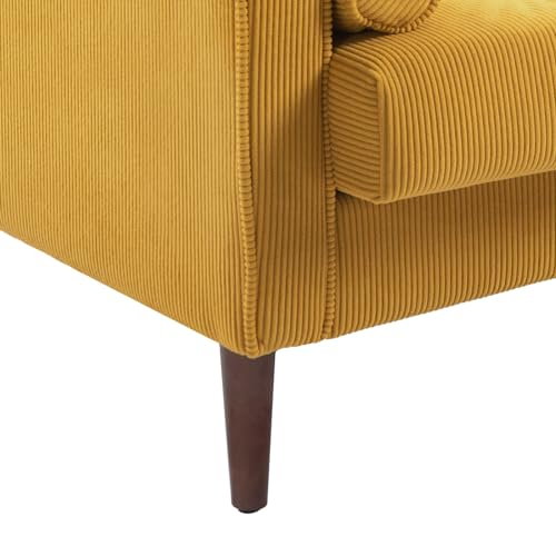 Image of Accent Chairs Set of 2, Corduroy Upholstered Armchair Modern Arm Chair for Living Room, Comfy Single Sofa Bedroom Side Reading Seat - Yellow