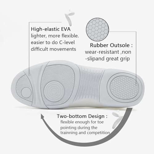 Girls Cheer Shoes Toddler White Cheerleading Shoes Lightweight Non-Slip for Cheer Competitions, Practice, Dance, Gymnastics Size Kids/Little Kid 13.5 to Women 104