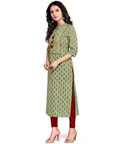 Image of Rajnandini Women's Pure Cambric Cotton Jaipuri Block Printed Kurti (JOPLJPR68C-P Orange P)