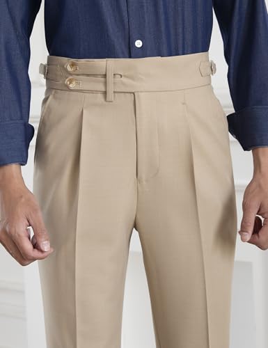 Men's Classic Gurkha Naples Italian Old Money Style No Belt Required Dress Pants3