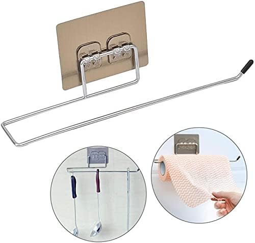 Swadhin Stainless Steel Self Adhesive Magic Sticker Towel Holder Ring for Bathroom Hand Towel Napkin Hanging Holder Modern Kitchen Towel Hanger Wall Mount Toilet Paper Holder Tissue Paper Stand 2