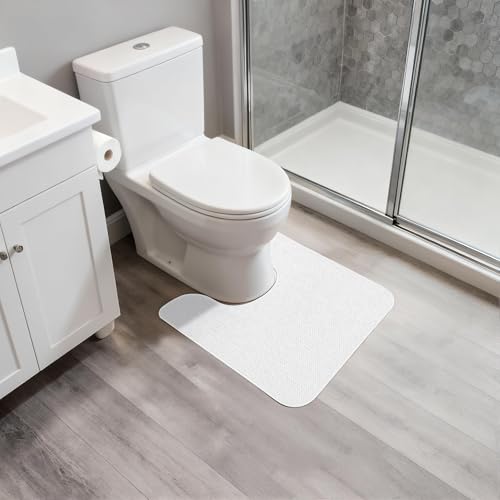 Image of Bosap Toilet Rugs U Shaped Bathroom Rug,Machine Washable Non Slip Quick Dry Super Absorbent Ultra Thin Toilet Mats for Bathroom Toilet.Cream,1'8 inchx2'(20x24inch)