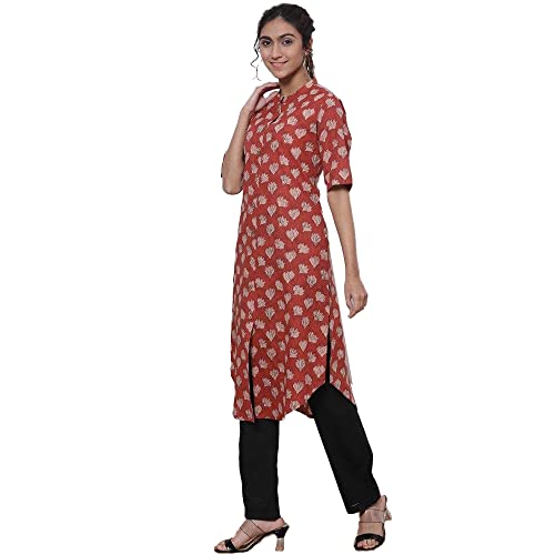 Image of BIBA Women's Cotton Straight Fit Straight Kurta